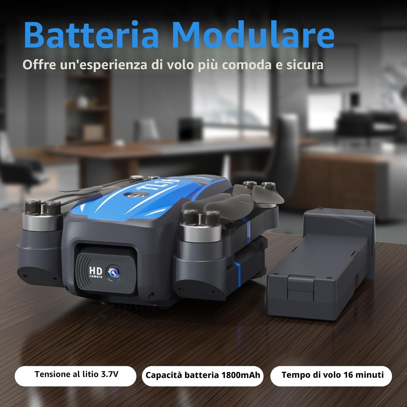 Toladrone TL16 Brushless Motor Droni per Principianti, Mini Drone con Fotocamera 4K RC Pieghevole Quadcopter per Adulti, Modalità Senza Testa 360° Flip Mantenimento Dell'altitudine, Blu