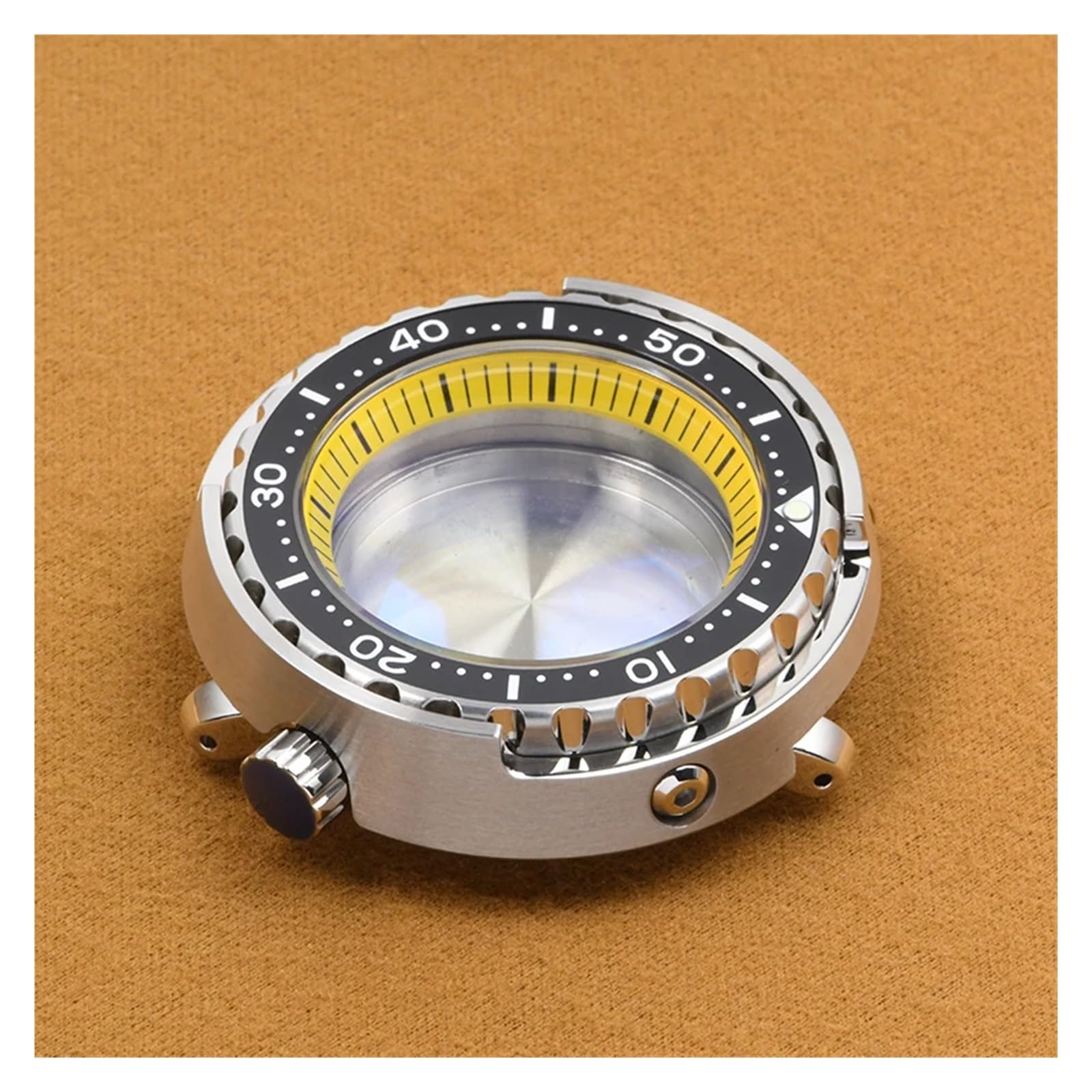 1 Stück Uhrengehäuse aus Stahl, super Leuchtend, Thunfischdose, Saphirglas, Taucheruhr, passend for Seiko for NH35/NH36, Automatikwerk, Mod(White)