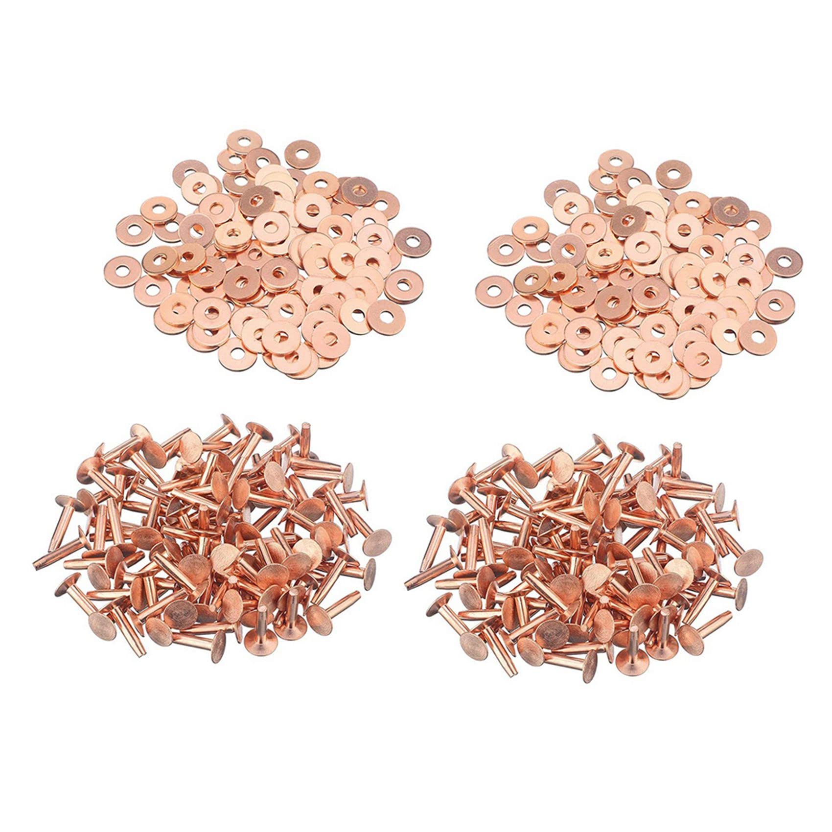 Jnchdghwa As Shown 200 Sets Copper Rivets And Burrs Washers Leather Copper Rivet Fastener For Wallets Collars Leather Diy Craft Supplies