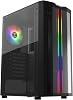 GAMDIAS ATX Mid Tower Gaming Computer PC Case with Side Tempered Glass 120mm ARGB Case Fan with ARGB LED Lighting Strip 5V Sync RGB Motherboard Super Breathable