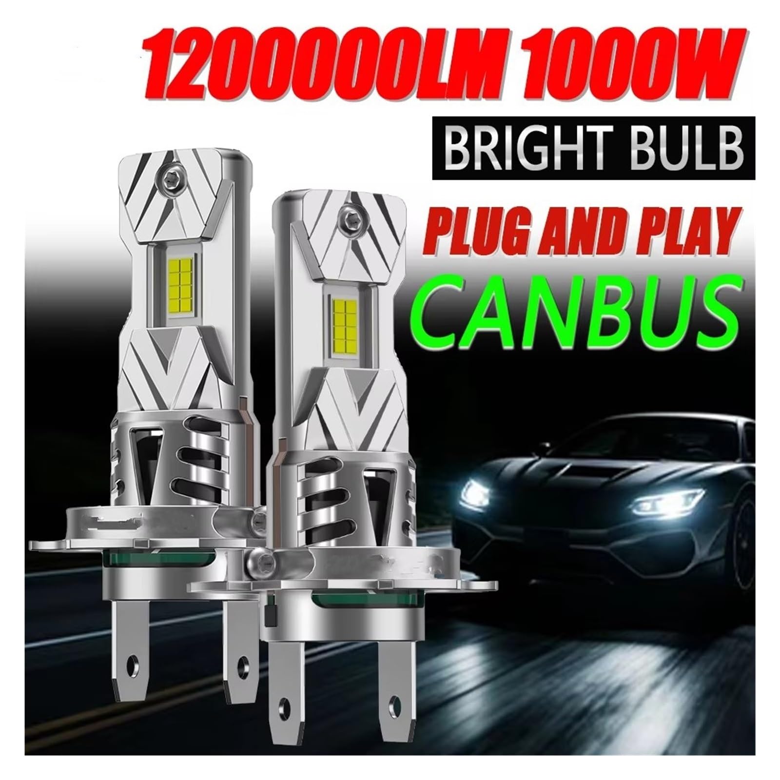 Fari Anteriori 12V 24V Faro Per Auto H7 LED Lampadine Per Fari CANBUS Senza Errori 1200000LM Super Luminoso Turbo Ventola Di Raffreddamento Design Wireless