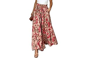 Floral Print Shirred Waist Pants: Chic and Versatile