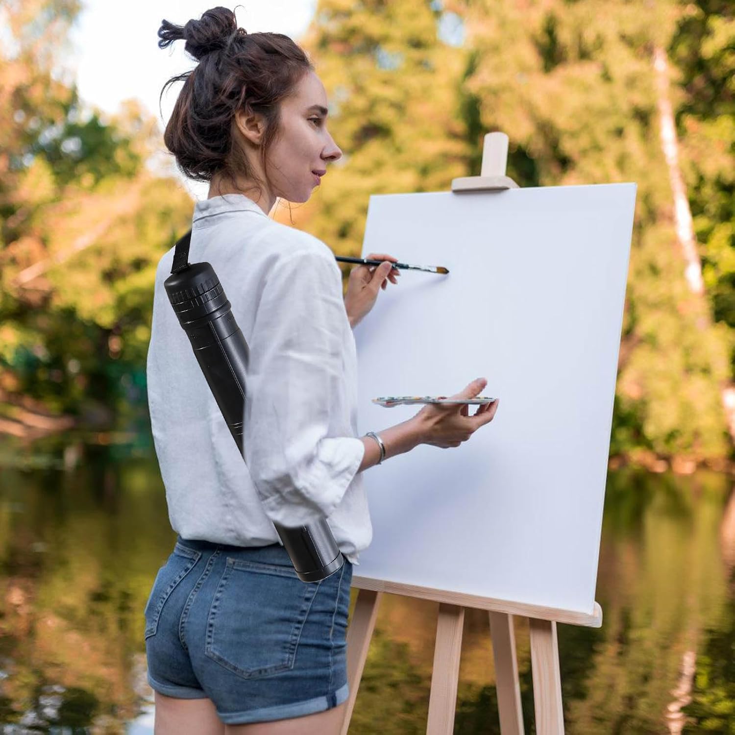 17-29.7'' Telescoping Art and Poster Tube Adjustable Shoulder Strap Water Document for Canvas Artwork Professional Art