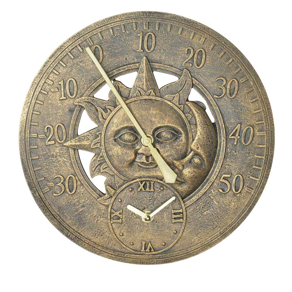Buy Warmiehomy 30cm/12inch Vintage Wall Clock with Thermometer, Sun