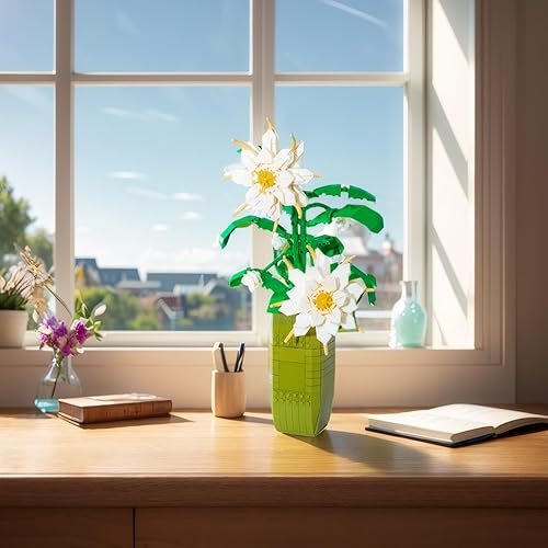 Miniatura 4 de Epiphyllum - Juego de construcción de flores para adultos, kit de bloques de bonsái de ramo de flores para jardín, colección botánica, juguetes para