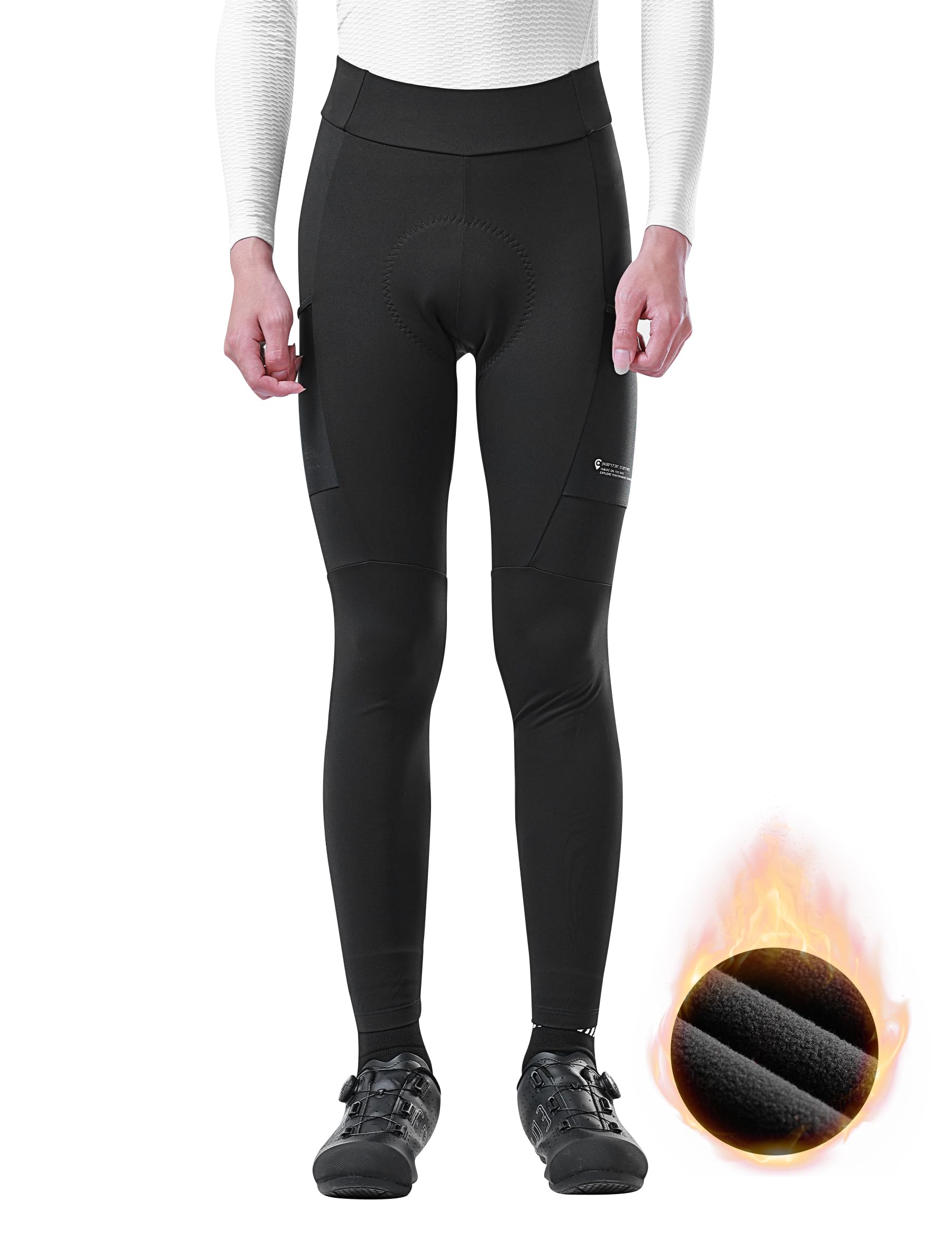INBIKE Culotte Largo con Acolchado para Hombre Invierno de Forro Polar Térmico CR