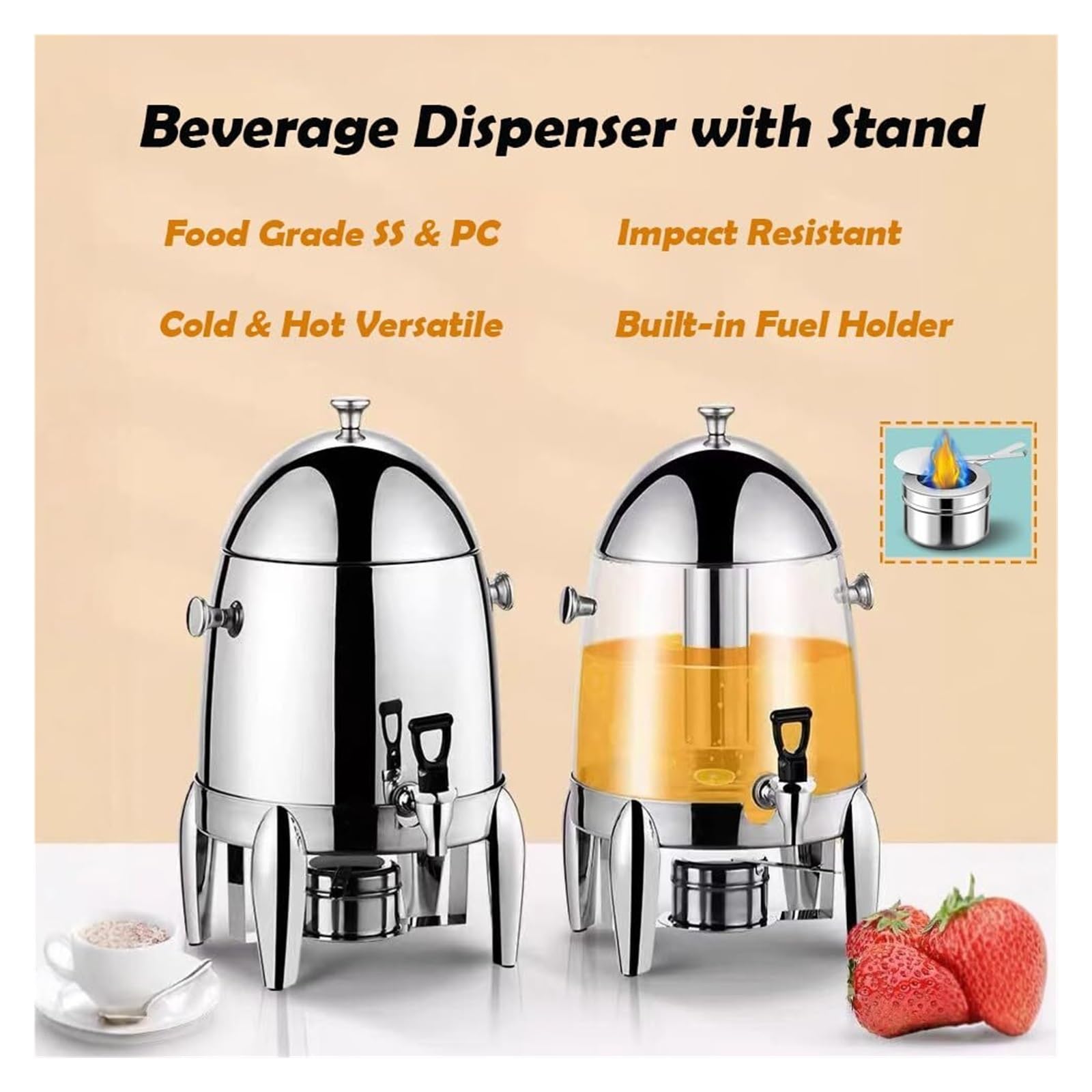 Distributore di Bevande for Piatti di Bevande Calde e Fredde | Distributore di bevande calde Distributori di bevande in acciaio inox for feste(Clear)