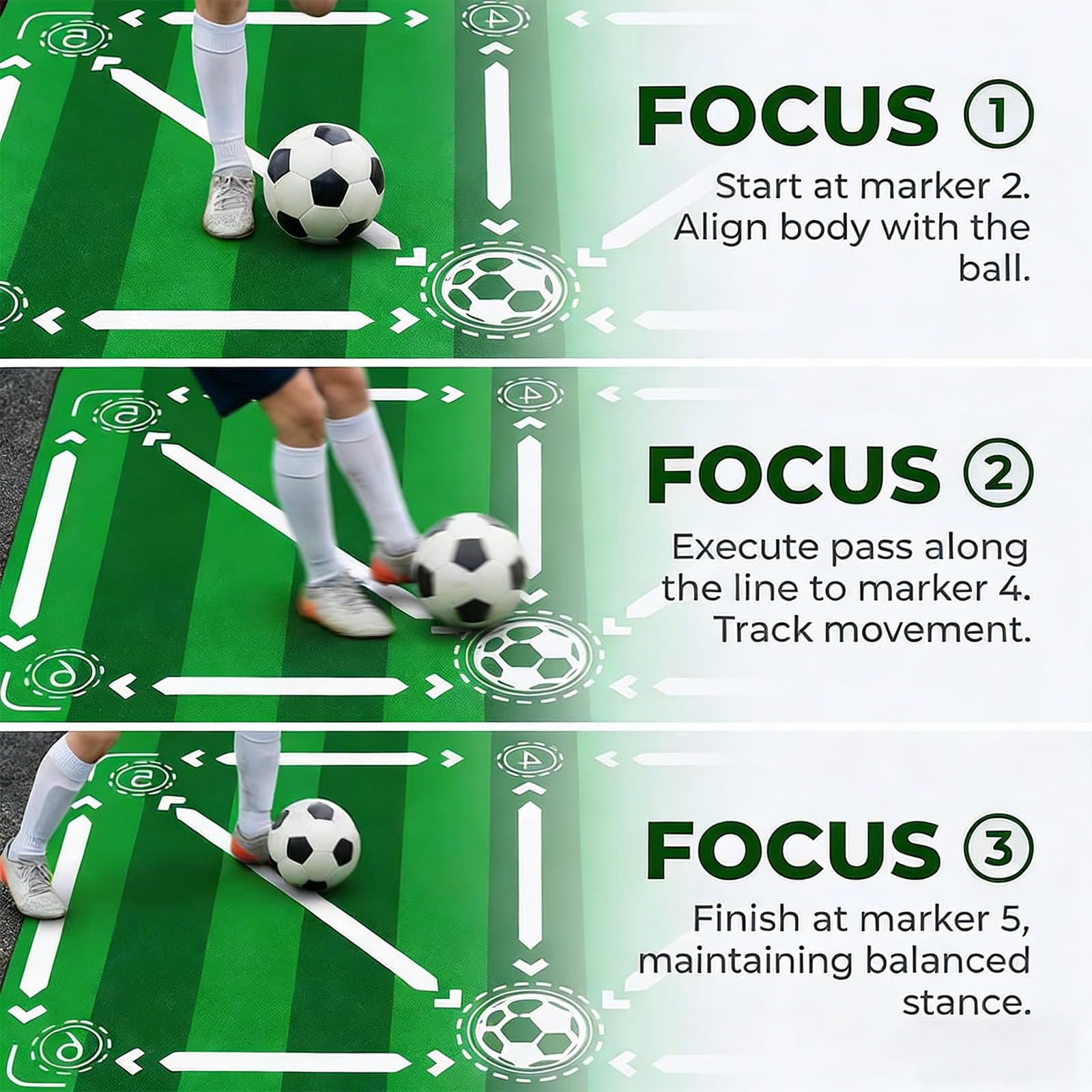 Tappeto Calcio, Tappeto Calcio Allenamento, Allenamento Calcio, Tappetino da Allenamento Antiscivolo, per Il Controllo Palla e Dribbling, per Allenamento Tecnico a Casa, Giardino