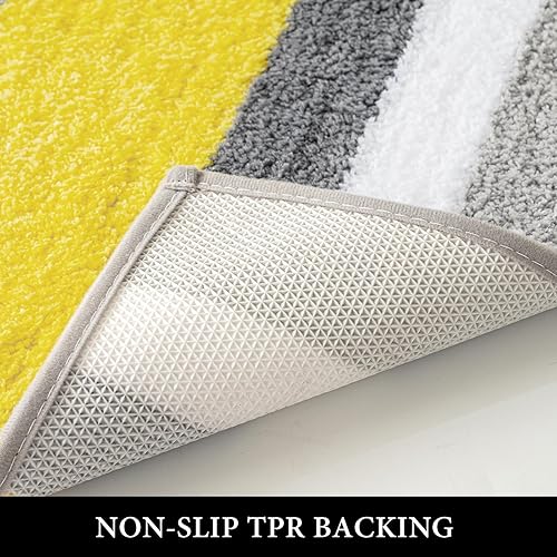 Miniatura 10 de MIULEE Alfombra de baño de microfibra, a rayas, extra gruesa, suave, absorbente, antideslizante, lavable a máquina, de secado rápido, para baño,