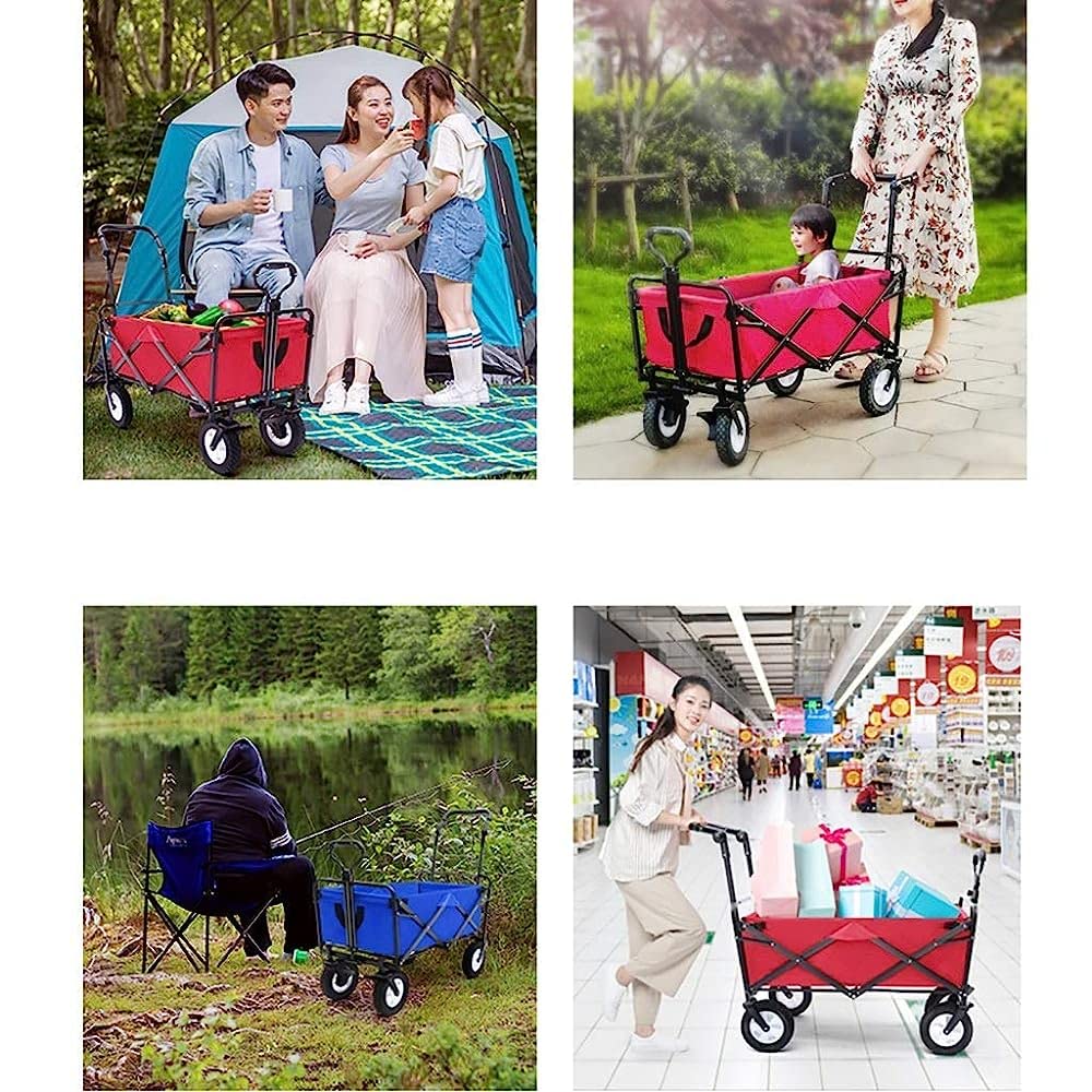 Chariot pliable robuste – Chariot à linge multifonction, chariot de jardin, shopping en plein air et camping avec 4 roues pour un transport facile