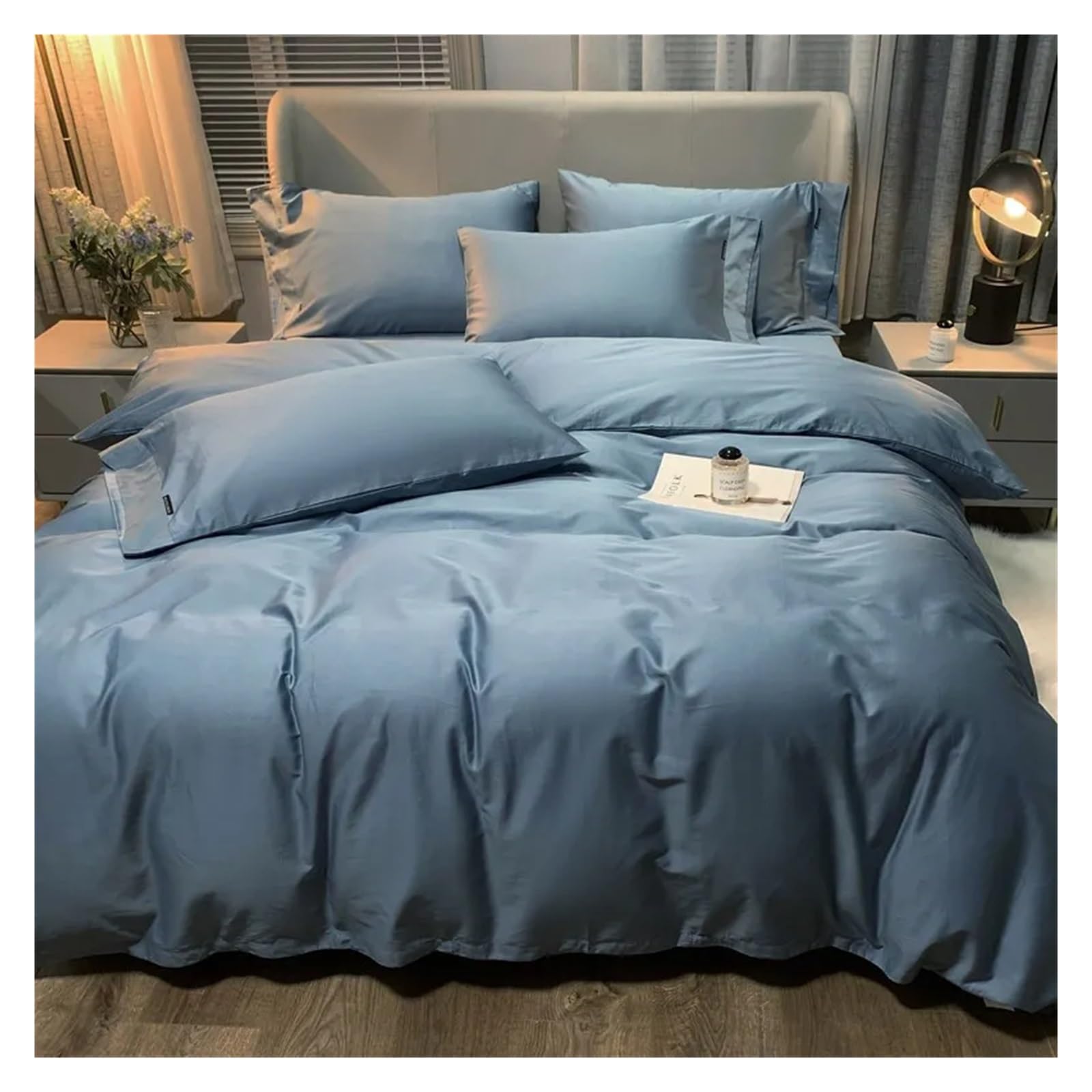 Parure housse de couette coton blanc gris pour une chambre cocooning
