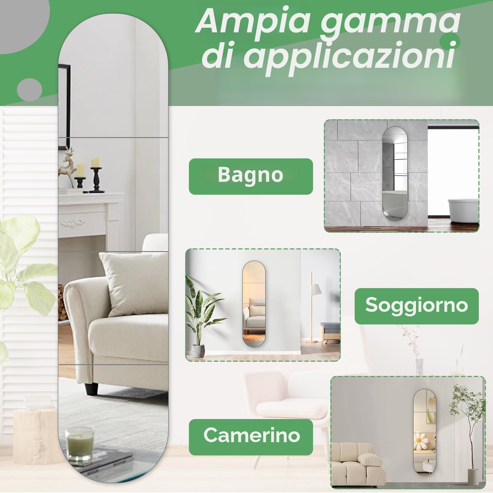 4 Pezzi Specchi da parete adesivo 30cm x 30cm, Specchi Acrilico Infrangibile Sicuro Specchio, Decorativo Specchio da Parete Grande per Decorazione Bango Armadio.