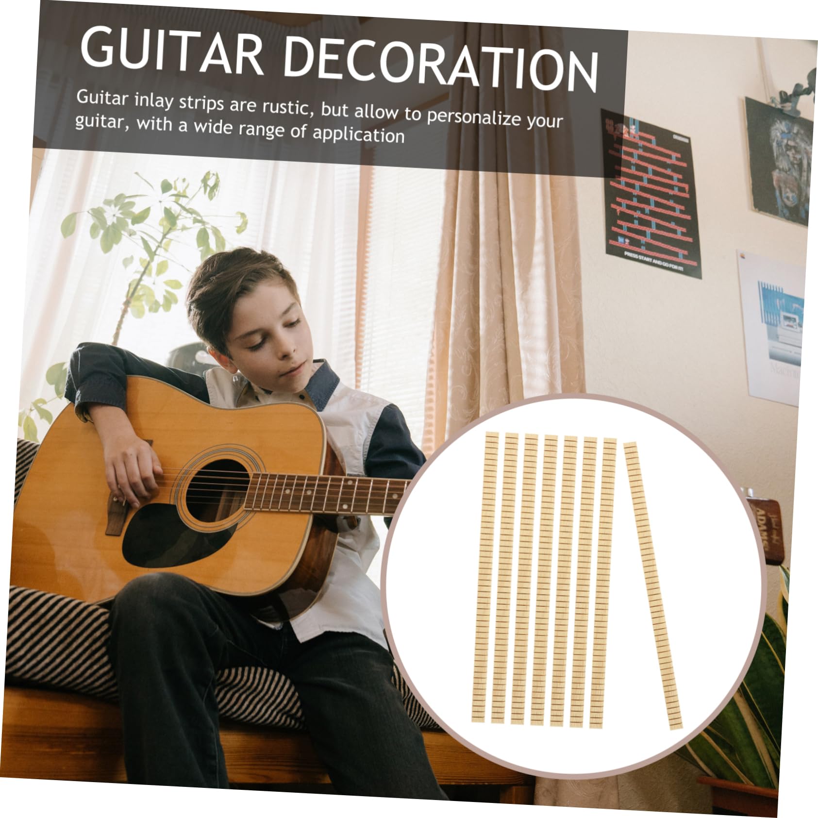SUPVOX 8pcs Guitar Decoration Accessories Luthier inside Strips Guitar Body Decor Acoustic Guitar Inlay Super Guitar Binding Trips Kit Bar Bindings Guitars Wood Inlay Wooden