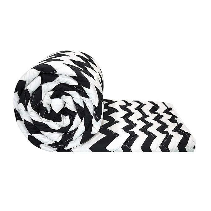 Divine Casa Microfibre Mild Winter 120 GSM Printed Reversible Single Bed Quilt Comforter Blanket – (D Black and White) at Rs. 799