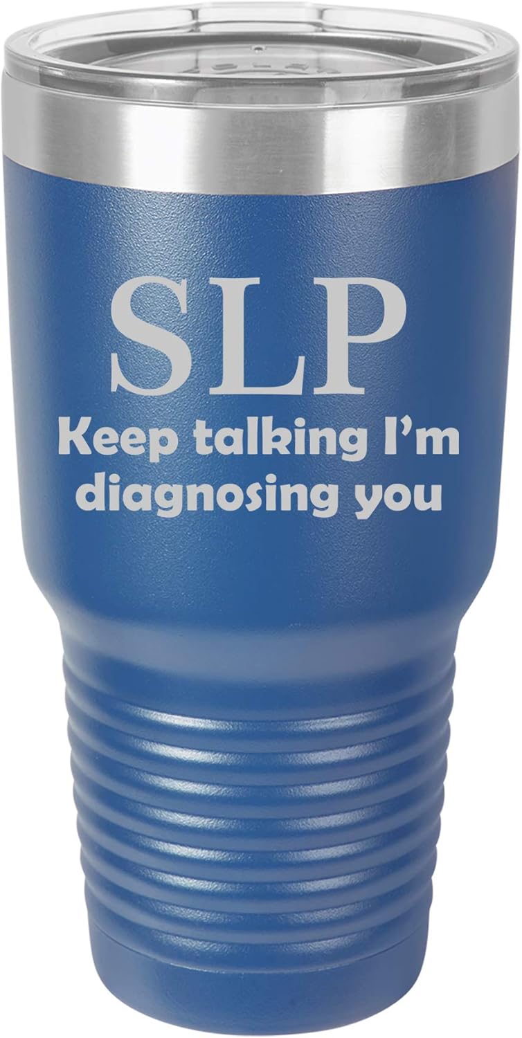Tumbler Stainless Steel Vacuum Insulated Travel Mug SLP Speech Language Pathologist (Black, 20 oz)