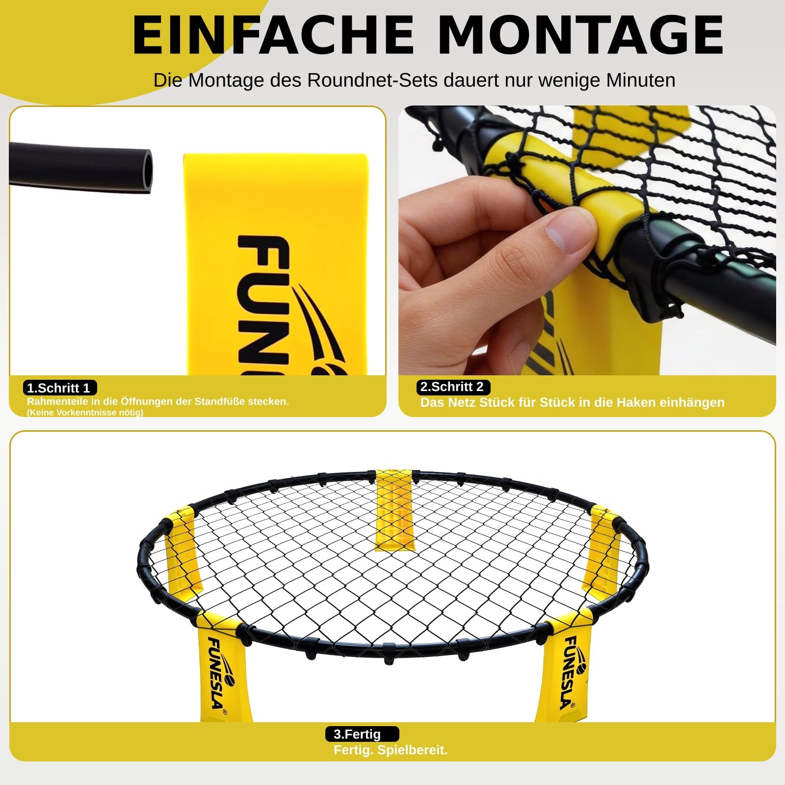 Roundnet Set mit Tasche für Strand & Garten, Outdoorspiel, 3 Bälle, Luftpumpe
