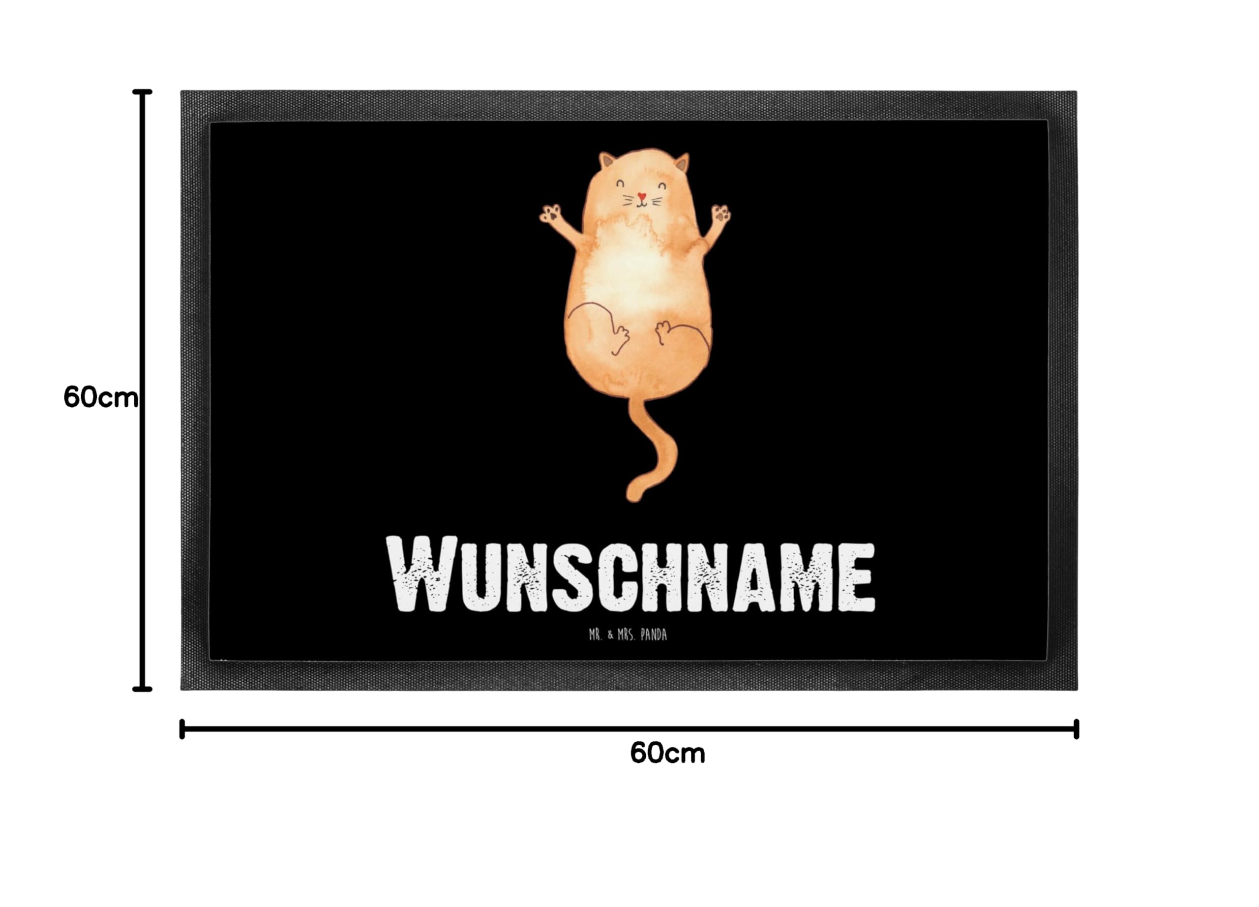 Mr. & Mrs. Panda Personalisierte Fussmatte Katze Umarmen 40 x 60 cm - Geschenke, Fußmatte personalisierbar, Katzen, Haustier, Cat, mit Namen, Familie, personalisiert, Schmutzfangmatte