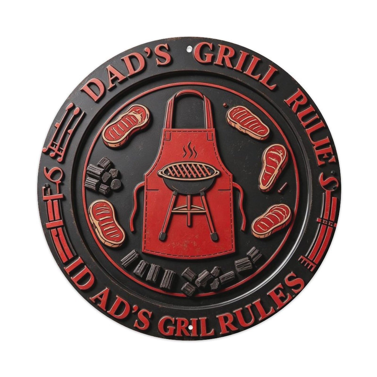 Dad's Grill Rules Metal Tin Sign Plaque