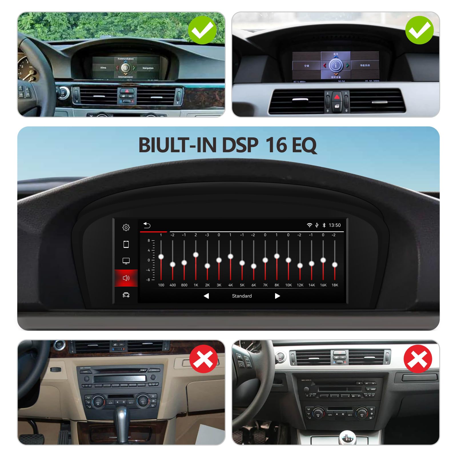 Fast Boot Linux Radio samochodowe kompatybilne z BMW serii 3/5 E60 E61 E63 E64 E90 E91 E92 (2005-2008) CCC iDrive Upgrade | Bluetooth / Wireless CarPlay/Android Auto | Retains Kontrole OEM