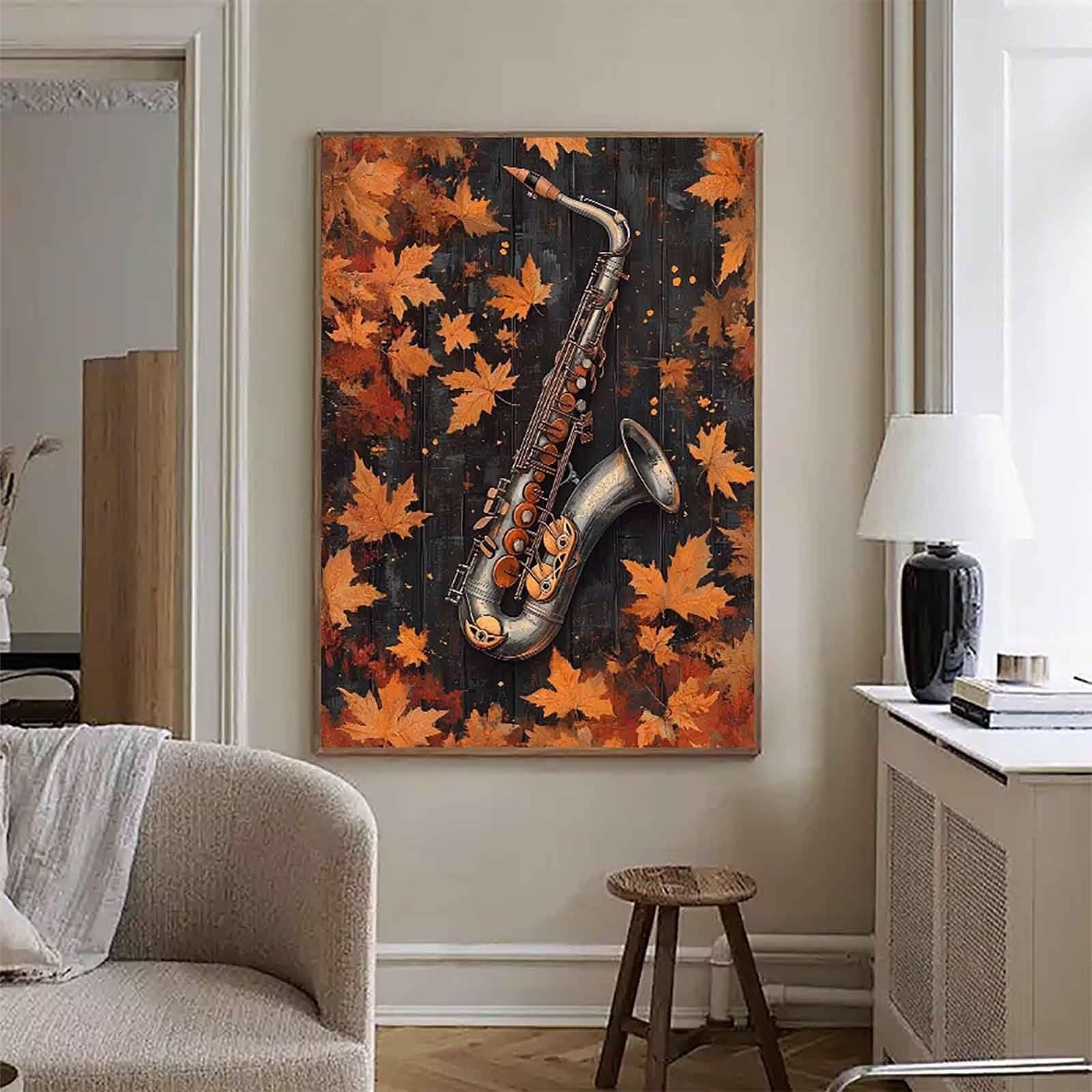 Diamond Painting Instruments De Musique, Peinture Diamant Feuilles Diamond Painting Adulte Grand Format 60x80cm, Broderie Diamant Point de Croix Loisirs Créatifs Adultes, Decoration Maison -bby260544