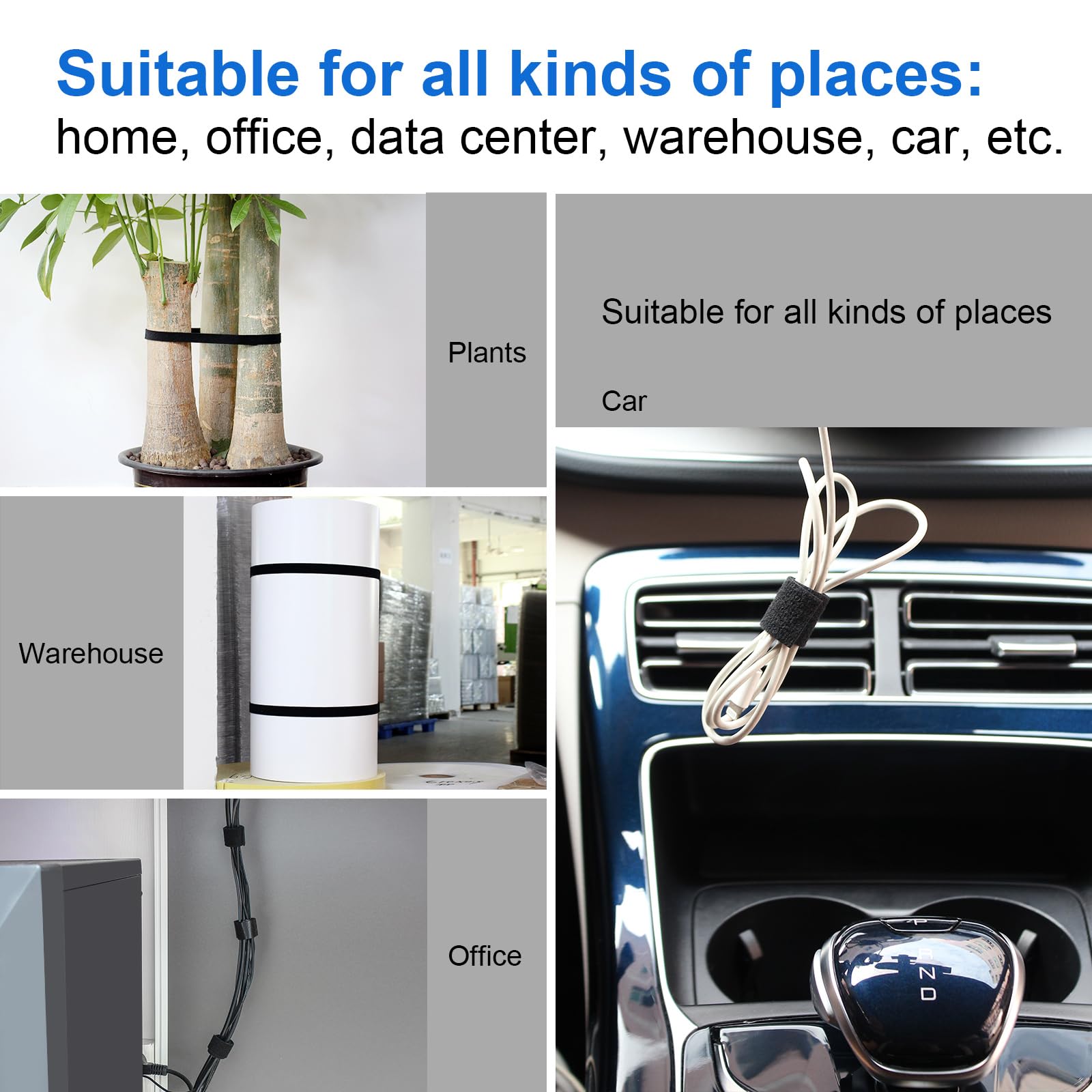 OneLeaf Lot De 180 Attaches De Câbles Réutilisables De 10,2