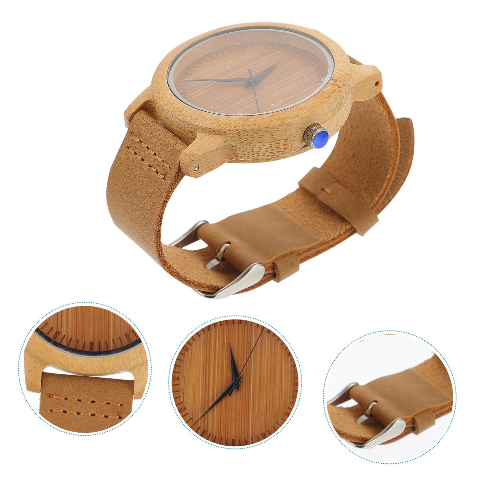 FRCOLOR Orologio da Polso in Legno di Bambù, Quarzo, Unisex | Quadrante in Bamboo Wood, Stile Semplice ed Elegante, per Uomo e Donna, Occasioni Natale e Matrimonio