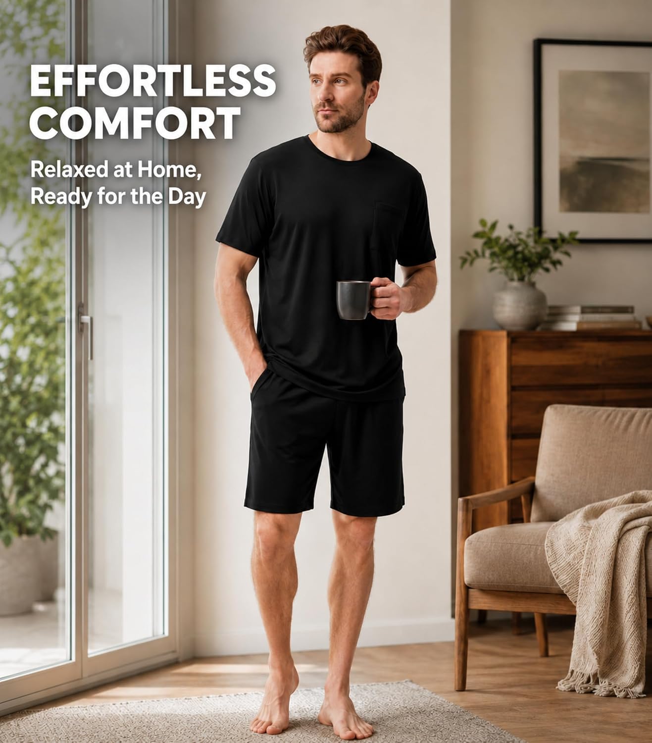 DAVID ARCHY Men's Pajama Set Short Sleeve Lounge Set