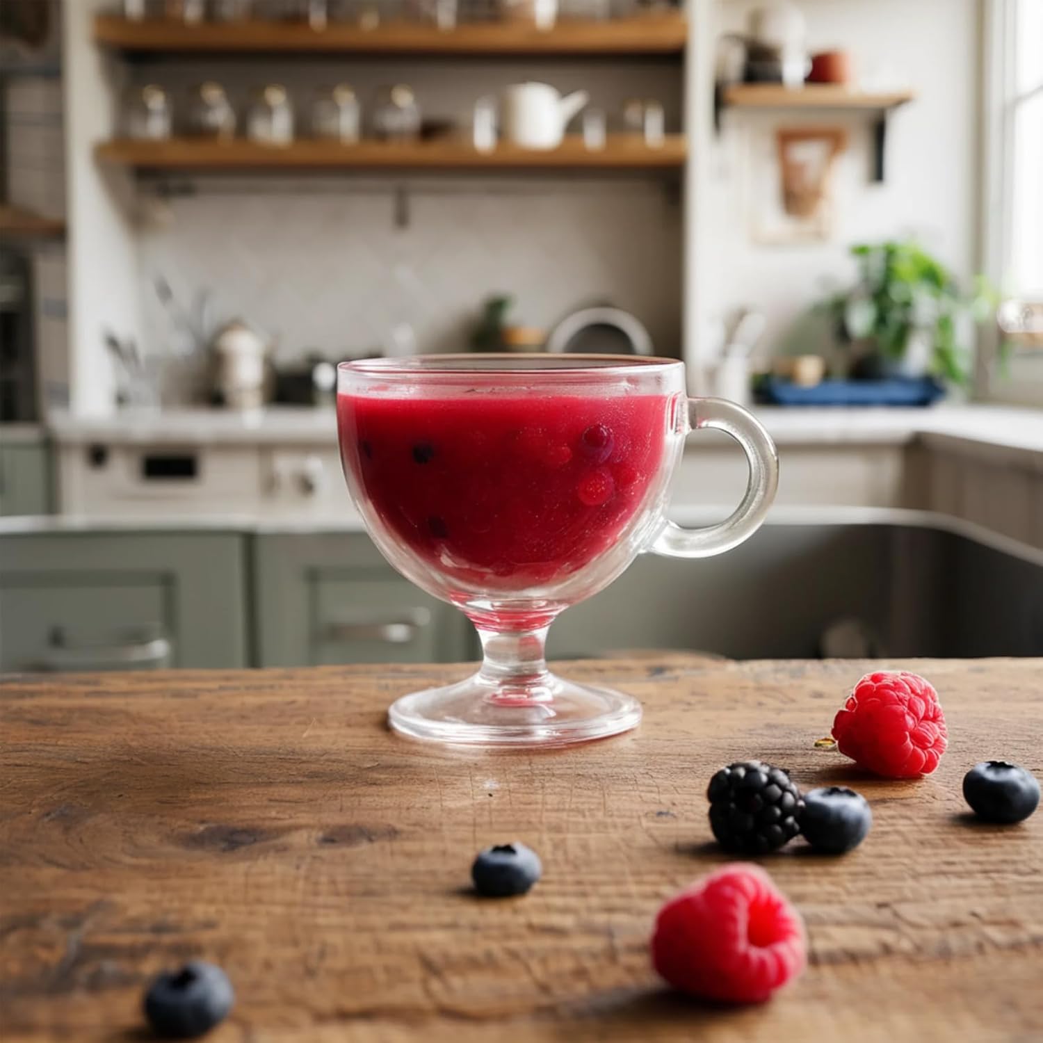 Glass Coffee Mugs with Handle - 8 OZ Footed Glass Coffee Cups - Footed Transparent Tea Cup for Latte, Cappuccino, Dessert, Beverages - Image 6