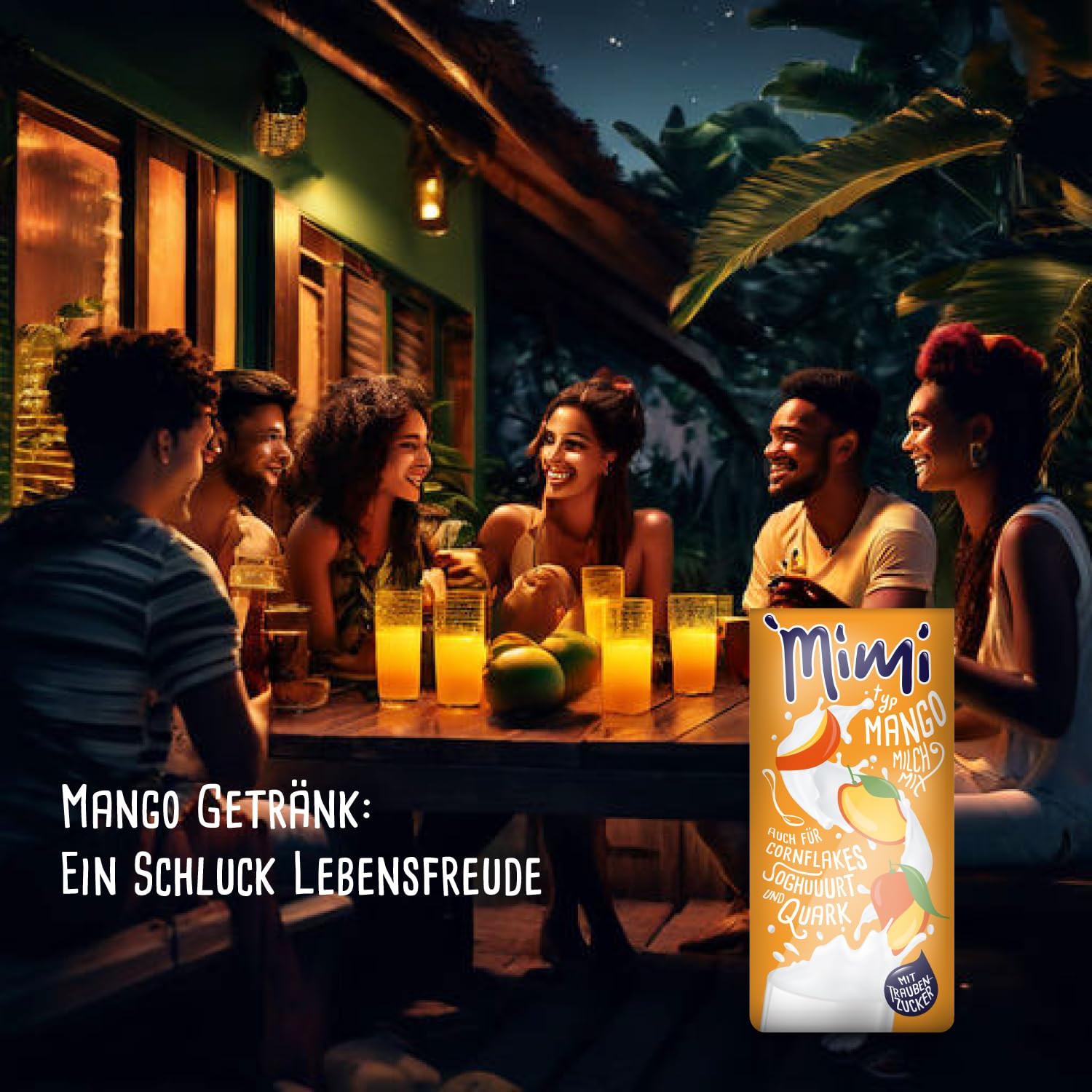 Mimi Milk Mix Mango Bebida Polvo 12 x 400 g Mezcla de leche - Paquete de almacenamiento - Polvo de bebida soluble en leche con sabor a mango - Soluble en frío y caliente - Ideal para ocio, camping,