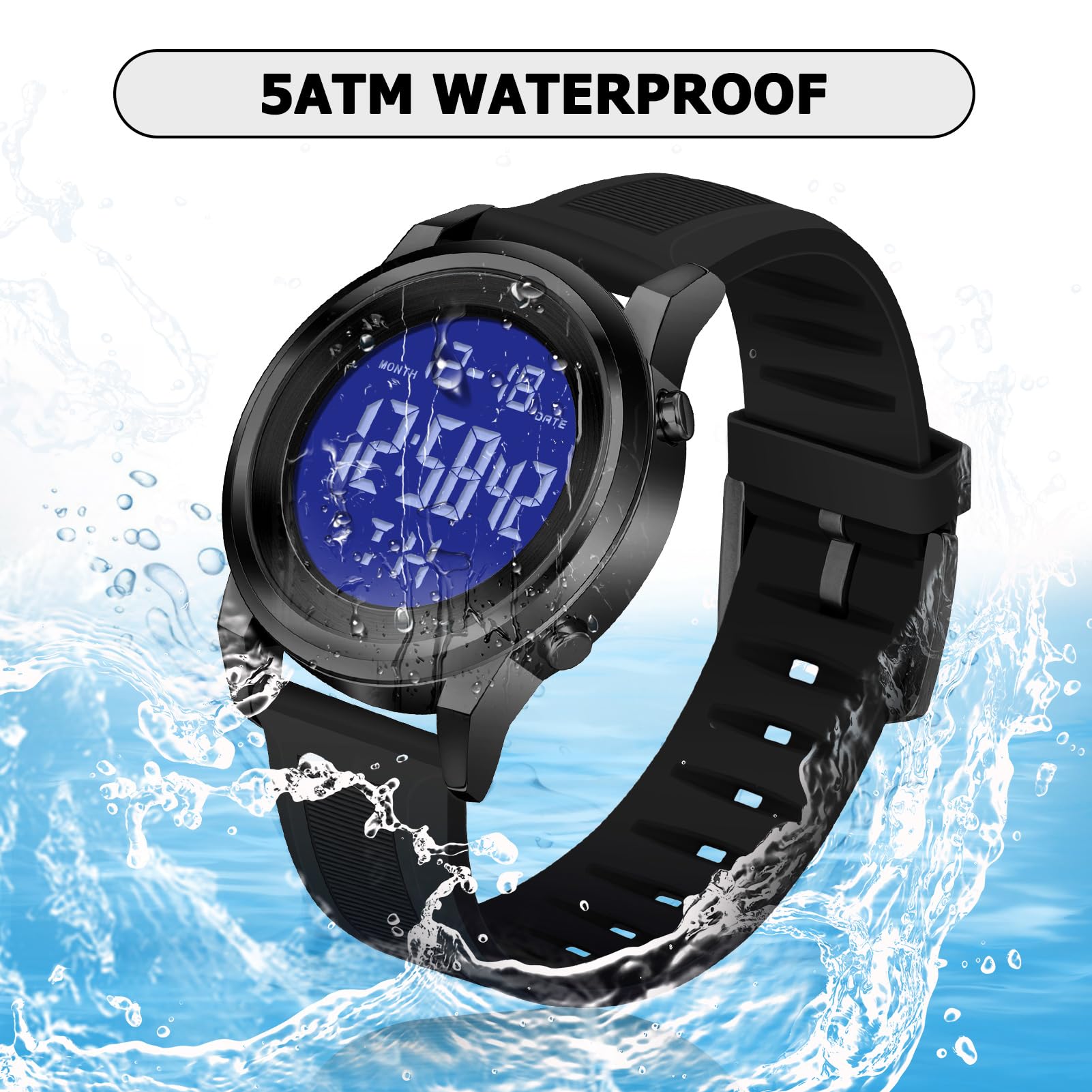 Military Black Waterproof Sports Wrist Watches for Men Digital Tactical Mens Sport Watches Waterproof Military