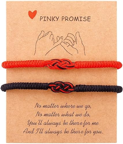 Pingyongchang Pulseras de cuerda roja para parejas, protección a juego, relaciones de larga distancia, ajustable, de buena suerte, nudo, pulsera