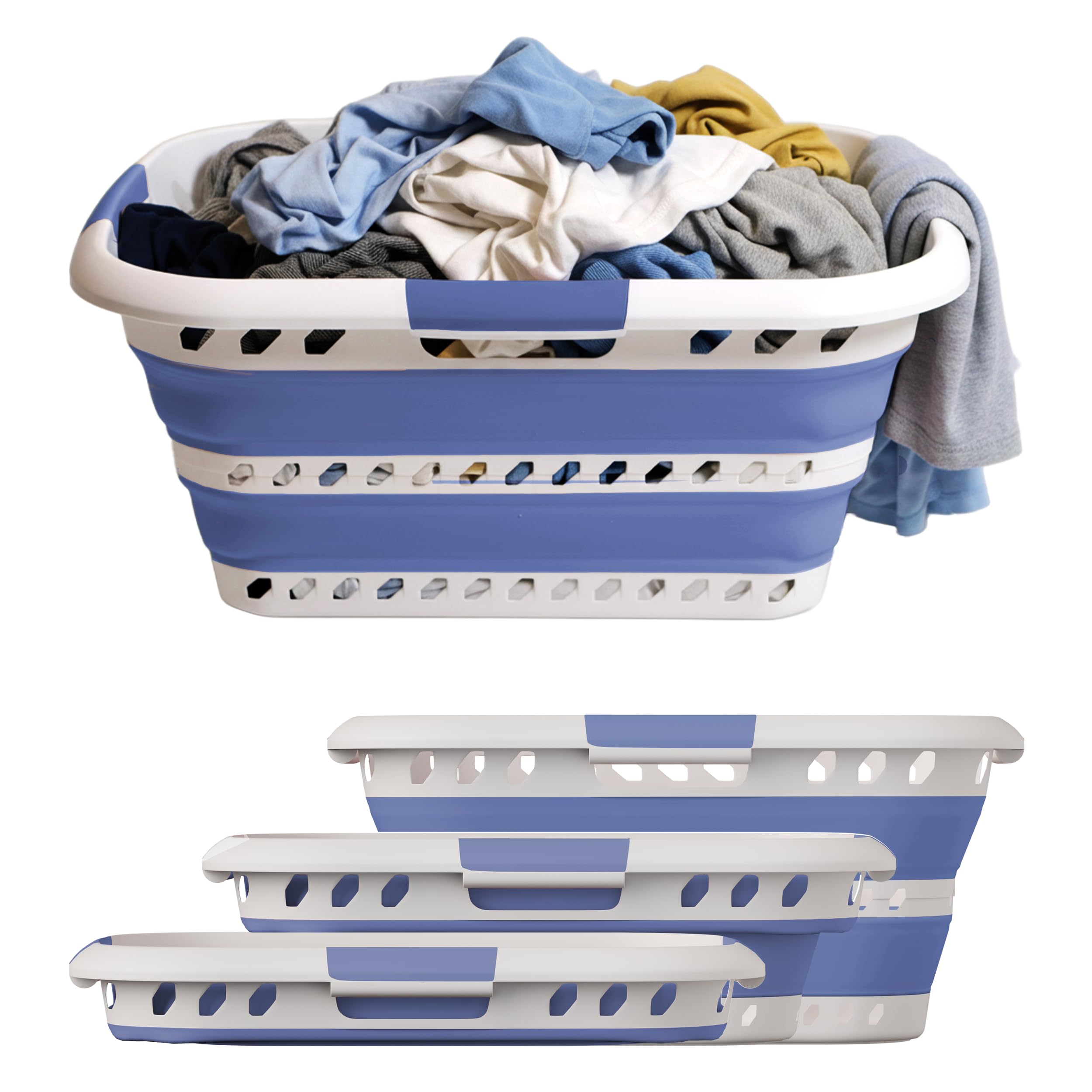 Knight Collapsible Laundry Basket 42L–Foldable Washing Basket with Handles, Large Space-Saving Basket for Clothes – Multipurpose Laundry Hamper & Collapsible Washing Baskets for Laundry (Purple)