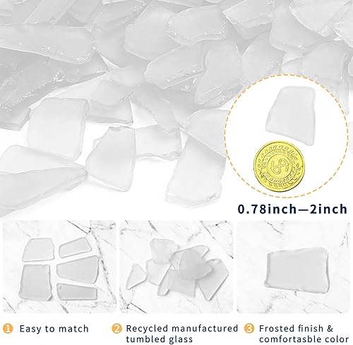 Miniatura 3 de Giftvest Vidrio de mar para manualidades, piezas de vidrio de mar esmerilado blanco de 16 onzas, relleno de jarrón, suministros de manualidades de