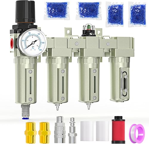 Miniatura 1 de MEANLIN Sistema de secado de aire de 4 etapas de grado industrial NPT de 12 pulgada, drenaje automático, filtro de coalescencia, filtro de