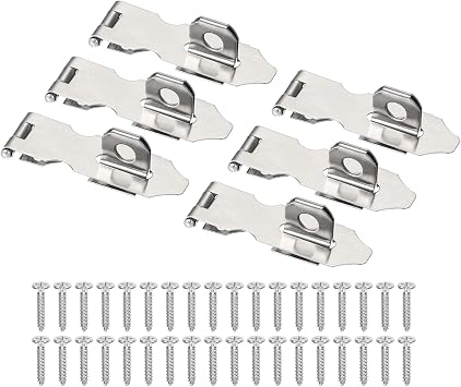 PATIKIL Door Lock Hasp Latch 2.2 Inch, 6 Pcs Stainless Steel Safety Hasp Lock Clasp Hinge Packlock with Screws for Door Gate Cabinet Closets, Silver