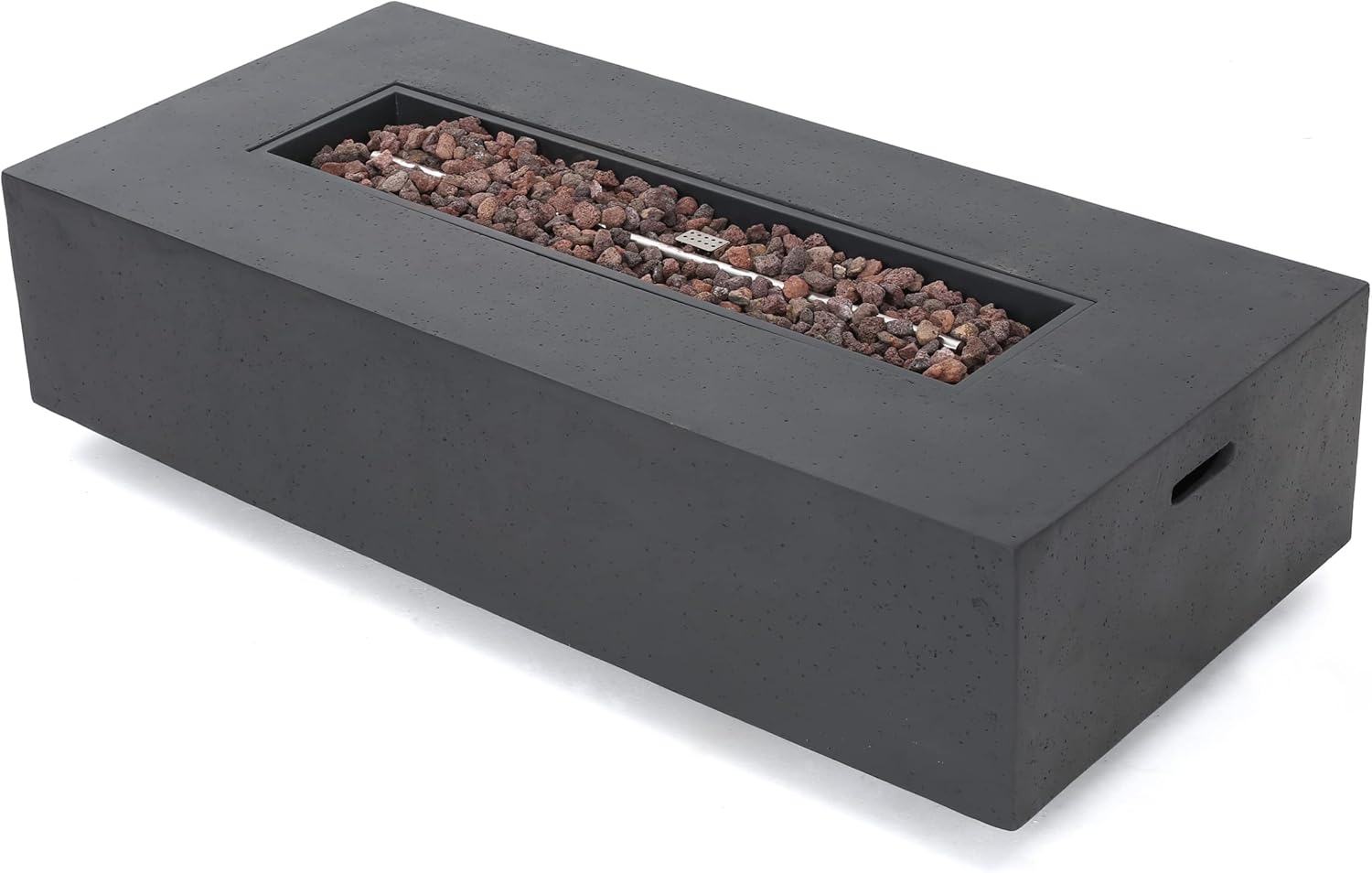 Christopher Knight Home Aidan Outdoor 50,000 BTU Rectangular Fire Pit (No Tank Holder) - Lightweight Concrete - Dark Gray