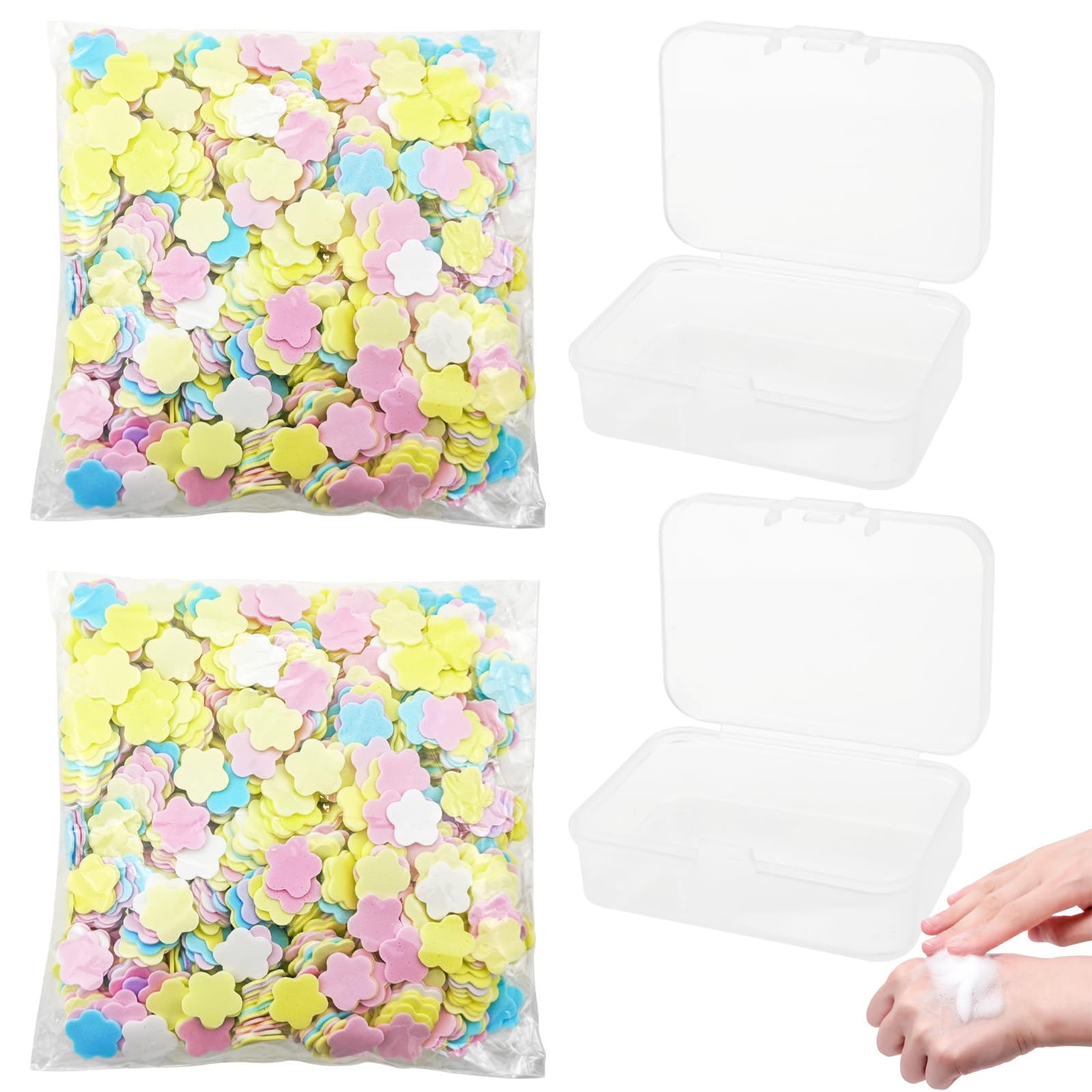2000 Sheets Portable Disposable Paper Soap, Colorful Disposable Paper Soap, Different Scented Mini Fresh Petal Hand Wash Sheets, Scented Mini Soap Sheets (With 2 Storage Boxes)