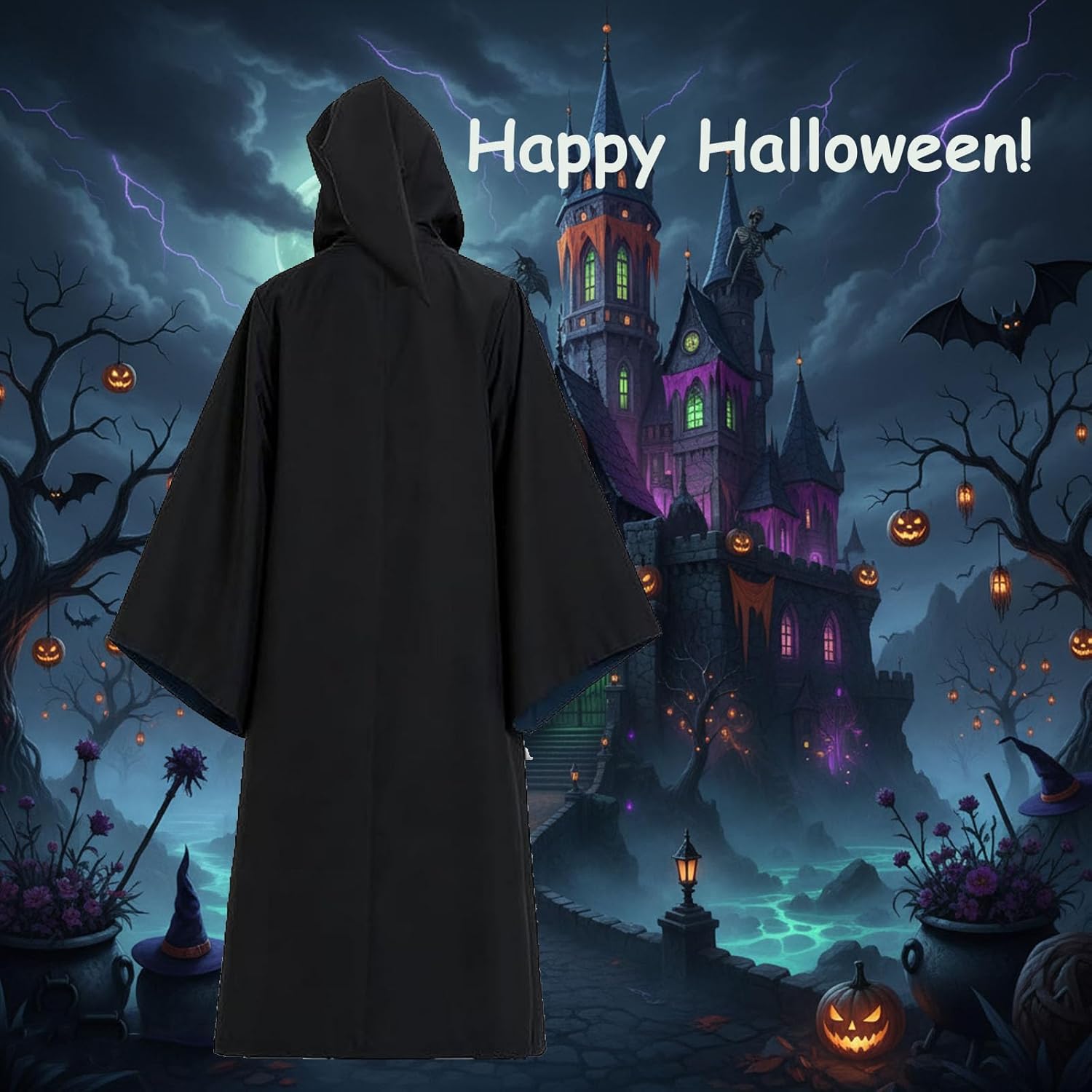 OYYJIG Magician Robe for Adult Teens, Wizard School Costume for Men Women,Four Magic College Styles Cloak Witch Hooded Cape - Image 4