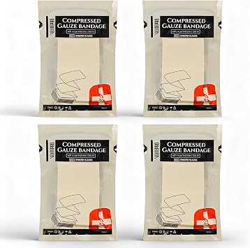 4Pcs Z-Folded Sterile Compressed Gauze, 4.5" x 4.1 Yards - 100% Cotton Medical Gauze Trauma Pad for Emergency Wound Dressing, Bleed Stop, Trauma Kit & First Aid Kit Refill 4Pcs
