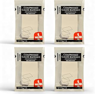 4Pcs Z-Folded Sterile Compressed Gauze, 4.5" x 4.1'‘ Yards - 100% Cotton Medical Gauze Trauma Pad for Emergency Wound Dressing, Bleed Stop, Trauma Kit & First Aid Kit Refill (4Pcs)