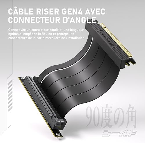 EZDIY-FAB Vertical GPU Mount with High-Speed PCIE 4.0 Riser Cable, ARGB Module, 115mm/4.52in Flexible Extension, 90 Degree Connector, Only Compatible to Full-Opened PCIe Slots-Black - 4