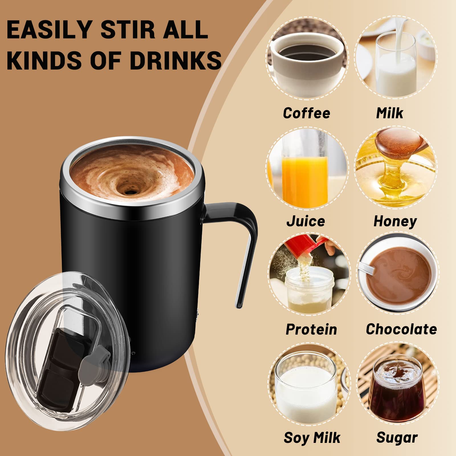 Tazza Automiscelante Super Mix 400ml - Mixer Integrato Per Caffè, Tè E Frullati, Vetro Resistente - Foto 5