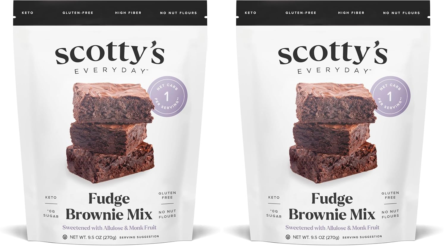 Scotty's Everyday - Keto Fudge Brownie Mix - 1g Net carbs, 0g Added Sugar, Gluten-Free, High Fiber - No Nut Flours - 9.05oz, Pack of 3