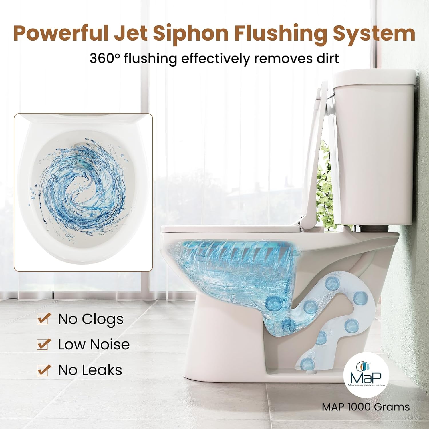 Giantex Two Piece Toilets with 17.5" ADA Comfort Height Seat, 360° Siphon Powerful Flush, 1.28 GPF, MAP 1000g, Soft Close Seat, 12" Rough-In, Water Sense, cUPC, CEC Approved, 880 Lbs Toilet