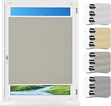 Allesin Honeycomb Pleated Blind, No Drilling, Blackout Thermal Pleated Blind, Klemmfix Two-Tone, White/Light Grey, 55 x 110 cm (W x H), Blackout Pleated Blind, Sun, Privacy and Sound Protection for