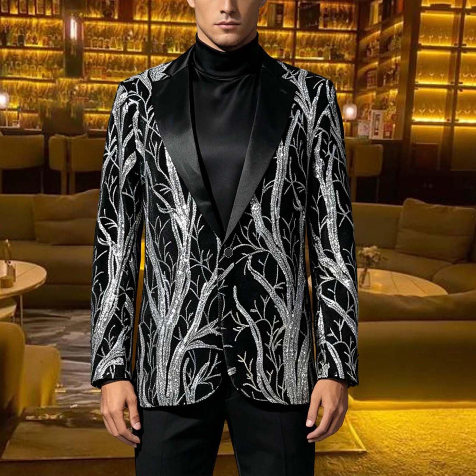 Giacca da Uomo con Paillette Motivo Floreale Per Feste Balli Di Fine Anno | Gilet Da Lavoro Invernale Gilet Antivento Ciclismo Felpe Con Zip Senza Cappuccio Giacca Corsa Running Cardigan Lana Uomo
