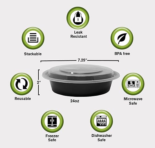 Miniatura 8 de 28 onzas 25 juegos - Recipientes de preparación de comidas 2 compartimentos con tapas recipientes de almuerzo recipientes de preparación de