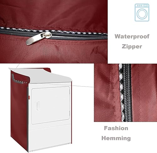 Miniatura 5 de MBOOM Paquete de 2 fundas para lavadora y secadora, impermeables, con cremallera, para máquina de carga frontal y secadora (rojo viento, 29 pulgadas