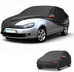 All-Weather Waterproof Car Cover - UV-Resistant Outdoor Full Exterior Protection for Volkswagen Golf 2003-2022 210D-PU Black with Right Side Zipper