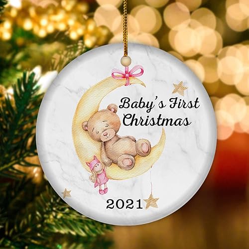 Vista 31 de TM TEEMAN Adorno de Navidad para bebé 2024, adorno personalizado de primera Navidad con foto, recuerdo de la primera Navidad del bebé, adorno Bebé 12